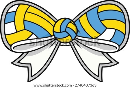 Volleyball Bow Cute Sports Ribbon Cartoon Vector Illustration