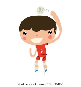 volleyball boy. flat ui style character.