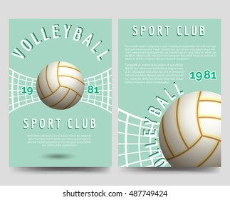 Volleyball brochure flyer template. Sport club flyers vector