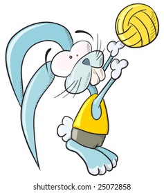 Volleyball bunny. Without gradients and transparencies, easy to handle.