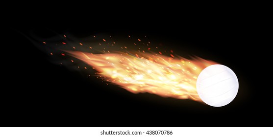 volleyball burning on a black background