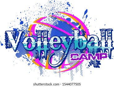 Volleyball Camp Grunge Vector Design