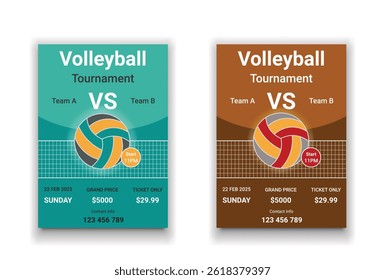 Volleyball camp posters, flyer with volleyball ball - template vector design, Beach Volleyball Tournament Flyer Layout, Volleyball championship 