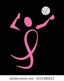 Volleyball Cancer Awareness eps design file.