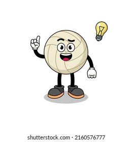 volleyball cartoon with get an idea pose , character design