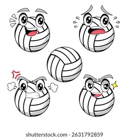 VOLLEYBALL cartoon vector illustration with expression