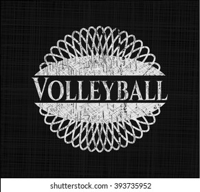 Volleyball chalk emblem, retro style, chalk or chalkboard texture