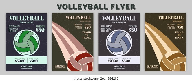 Volleyball championship flyer layout, double sided poster design for Volleyball tournament, vector illustration eps 10 Volleyball championship flyer layout, Set of volleyball club flyer,