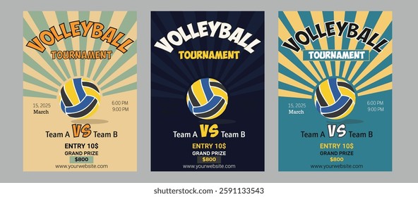 Volleyball championship flyer layout, Set of  club flyer Volleyball championship flyer layout, double sided poster design for  tournament, Volleyball tournament posters,