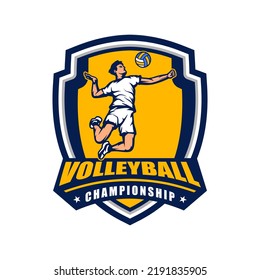 Volleyball Championship Logo Concept Vector