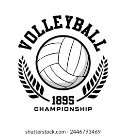 Volleyball championship logo emblem design illustration