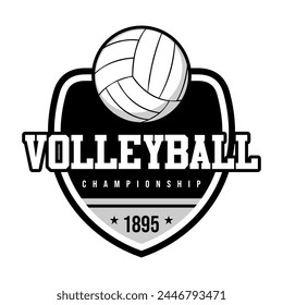 Volleyball championship logo emblem design illustration