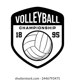 Volleyball championship logo emblem design illustration