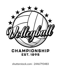 Volleyball championship logo emblem design illustration