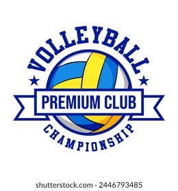 Volleyball championship logo emblem design illustration