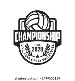 Volleyball championship logo vector template. Sport badge for tournament or championship.