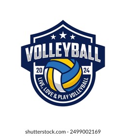 Volleyball championship logo vector template. Sport badge for tournament or championship.