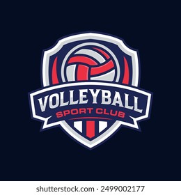 Volleyball championship logo vector template. Sport badge for tournament or championship.