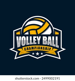 Volleyball championship logo vector template. Sport badge for tournament or championship.