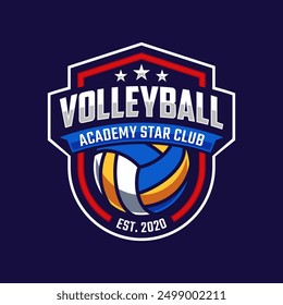 Volleyball championship logo vector template. Sport badge for tournament or championship.