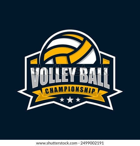 Volleyball championship logo vector template. Sport badge for tournament or championship.