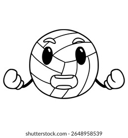 volleyball character illustration hand drawn outline vector