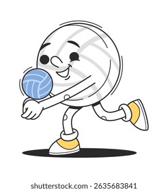 Volleyball character retro sport ball