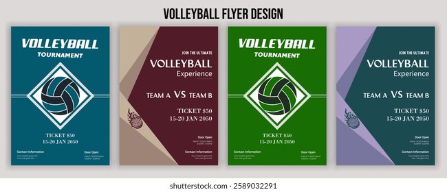 Volleyball charity tournament flyer design. Championship posters featuring a volleyball ball vector Volleyball tournament posters, flyer with volleyball ball vintage flyer prize, championship, and com