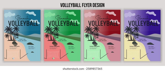 Volleyball charity tournament flyer design. Championship posters featuring a volleyball ball vector Volleyball tournament posters, flyer with volleyball ball vintage flyer prize, championship, and com