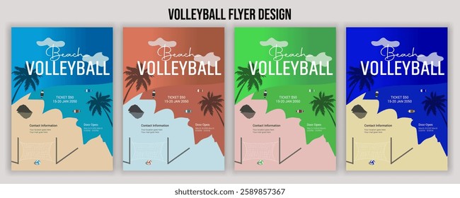 Volleyball charity tournament flyer design. Championship posters featuring a volleyball ball vector Volleyball tournament posters, flyer with volleyball ball vintage flyer prize, championship, and com