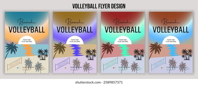 Volleyball charity tournament flyer design. Championship posters featuring a volleyball ball vector Volleyball tournament posters, flyer with volleyball ball vintage flyer prize, championship, and com