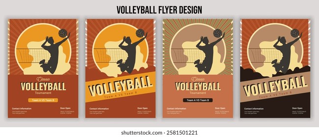 Volleyball charity tournament flyer layout. championship posters with volleyball ball template,Volleyball tournament poster template with ball - sample text in separate layer. Vector illustration,Spor