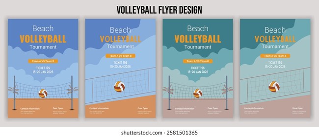 Volleyball charity tournament flyer layout. championship posters with volleyball ball template,Volleyball tournament poster template with ball - sample text in separate layer. Vector illustration,Spor