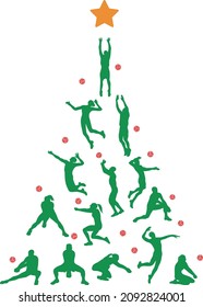 Volleyball Christmas Tree. New Year Tree made of players