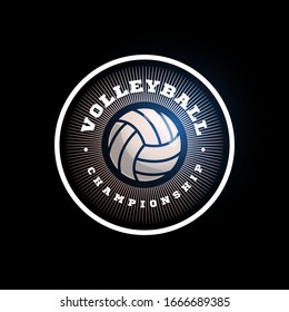 Volleyball circular vector logo. Modern professional Typography sport retro style vector emblem and template logotype design. Volleyball colorful logo