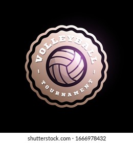 Volleyball circular vector logo. Modern professional Typography sport retro style vector emblem and template logotype design. Volleyball colorful logo
