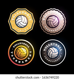 Volleyball circular vector logo Set. Modern professional Typography sport retro style vector emblem and template logotype design. Volleyball colorful logo collection