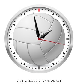 Volleyball clock. Illustration on white background for design