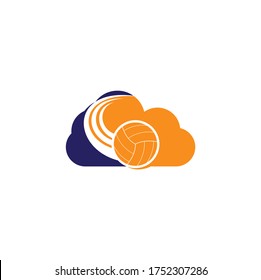 Logo für das Konzept der Volleyball-Cloud-Form. Volleyball-Logo-Design.