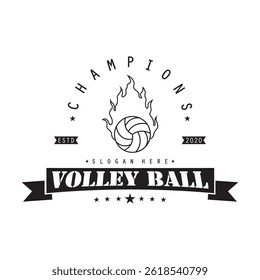 Volleyball club design. Vector icon illustration. For sport club emblem, sign, logo. 
