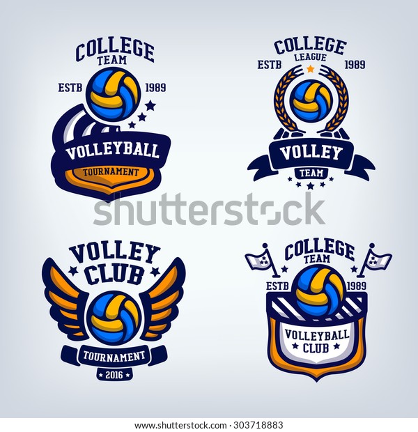 Volleyball Club Emblem College League Logo Stock Vector (Royalty Free ...