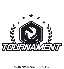 Volleyball club labels with sample text. Logo templates set in vintage hipster style. Vintage badges for volleyball championships, tournaments, and golf clubs 