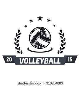 Volleyball club labels with sample text. Logo templates set in vintage hipster style. Vintage badges for volleyball championships, tournaments, and golf clubs . 