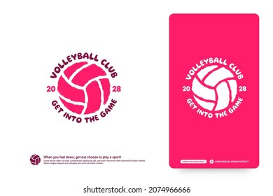 Volleyball club logo design template, Volley tournaments logotype concept. Volleyball team identity isolated on white Background, Abstract sport symbol design vector illustrations