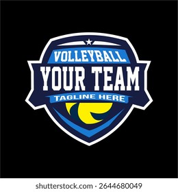 Volleyball Club Logo Design, Volleyball Tournament Emblem Template. Sport Team Identity, ESport Badge Design Vector Illustration.