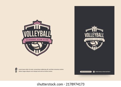 Volleyball club logo, Volleyball tournament emblems template. Sport team identity, E-Sport badge design vector illustrations