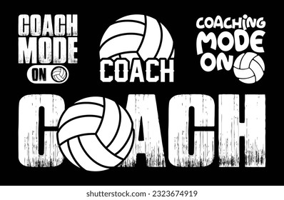 Paquete de diseño de camisetas del entrenador de voleibol, diseño de camisetas de voleibol vectorial, camisa de voleibol, tipografía de voleibol, colección de camisetas de diseño