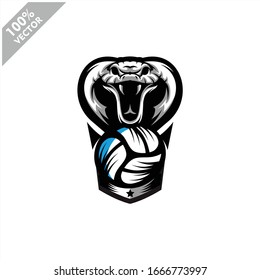 Volleyball Cobra snake team logo design. Scalable and editable vector.