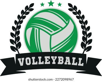 Volleyball Company logo Idea with Banner - (Editable file) - Vector Illustration