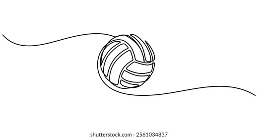 Volleyball Continuous Line Illustration, A single line drawing of a volleyball. ball for volleyball icon. One, Vector illustration. outline pro